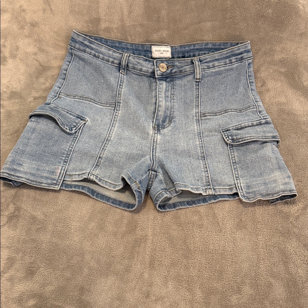GOGO Light Blue Denim Utility Shorts